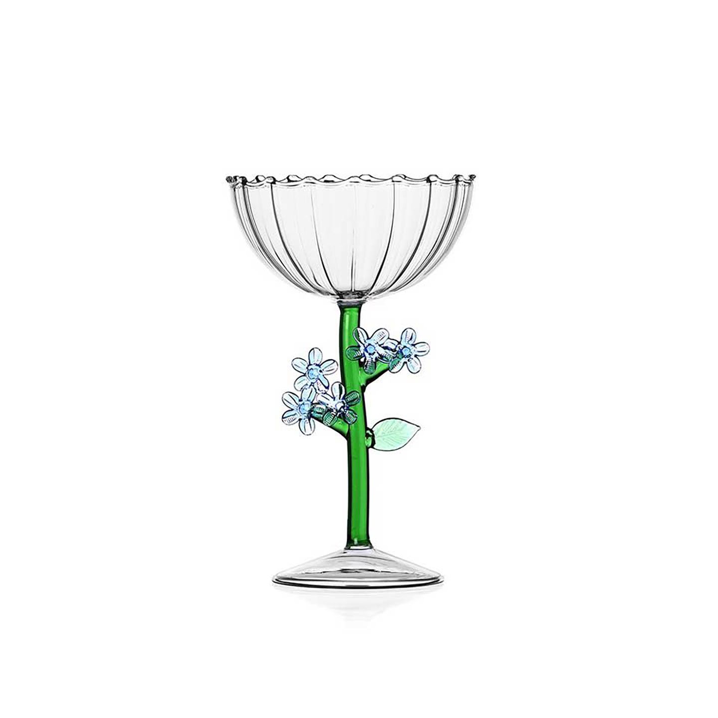 Ichendorf Milano Botanica Optical Champagne Bowl Light Blue Flower 9.5 oz, MPN: IC354.018, UPC: 790…