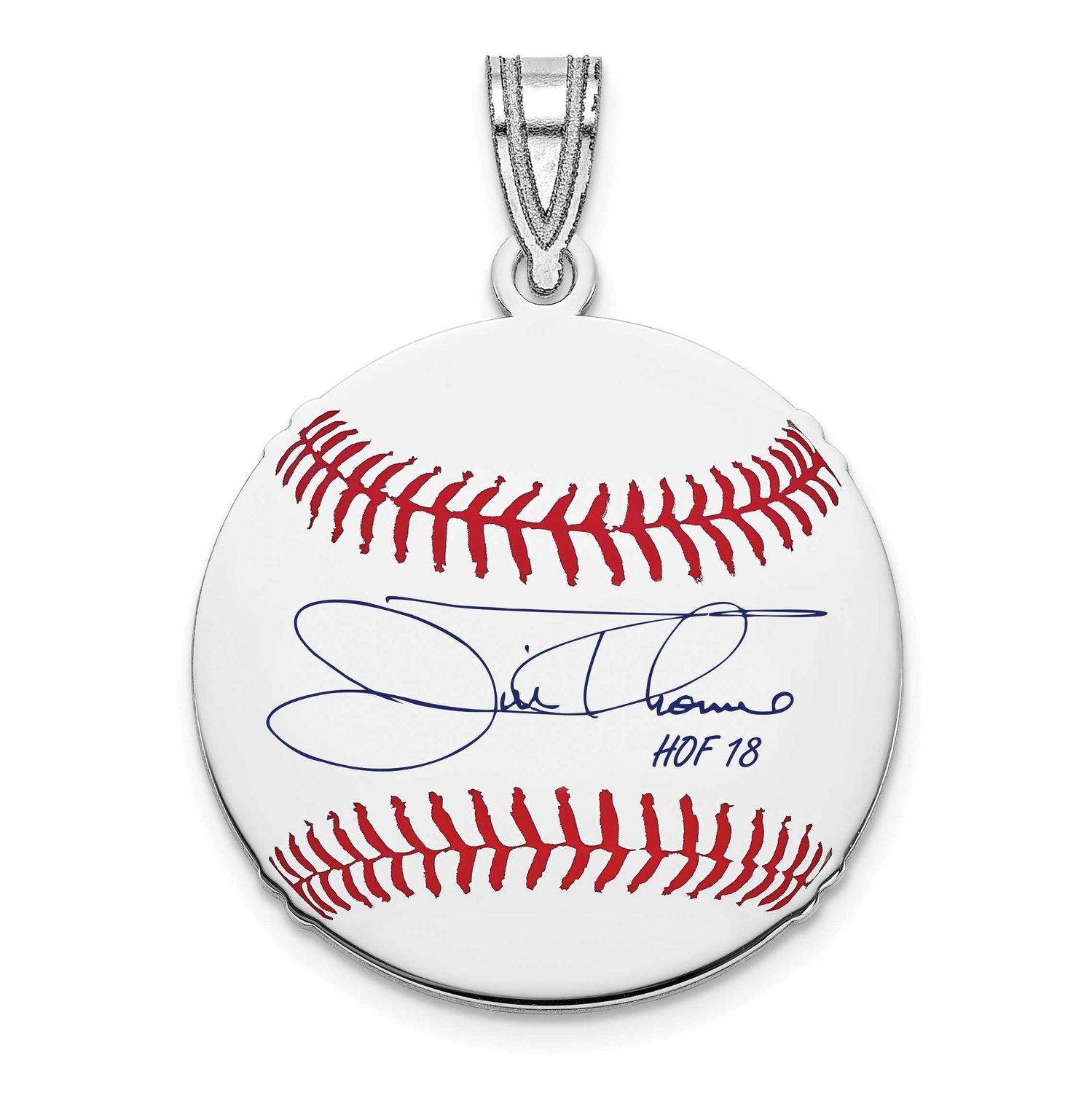 Jim Thome Hall of Fame Signature Small Epoxy Baseball Pendant Sterling Silver SSHF11JT18, UPC:
