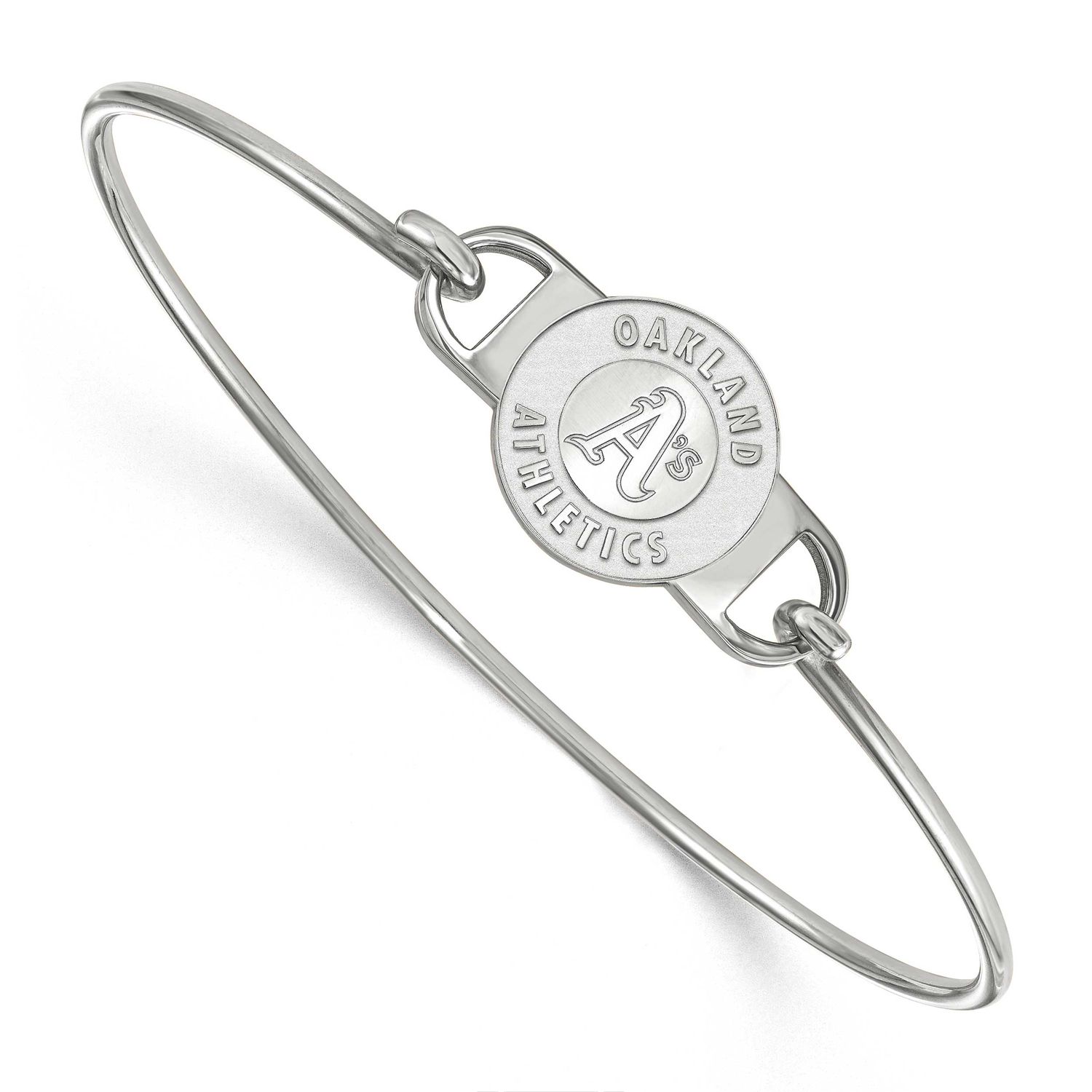 MLB Oakland Athletics Small Center 7 Inch Wire Bangle Sterling Silver Rhodium-plated SS011ATH-7, UP…