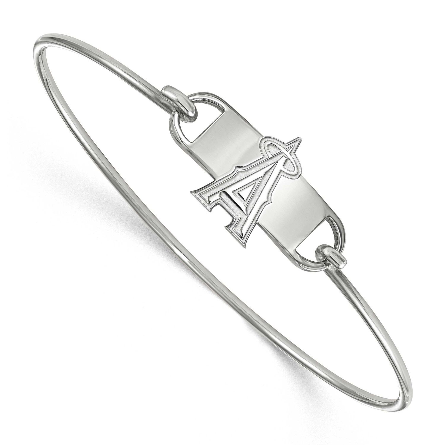 MLB Los Angeles Angels Small Center 7 Inch Wire Bangle Sterling Silver Rhodium-plated SS008ANG-7, U…