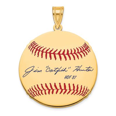 Catfish Hunter Hall of Fame Signature Medium Epoxy Baseball Pendant 10k Gold 1YHF10CH87, UPC: