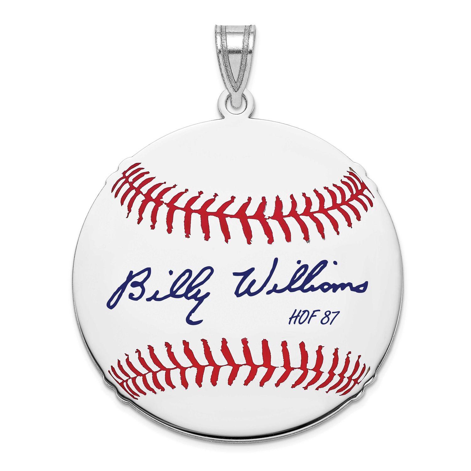 Billy Williams Hall of Fame Signature Large Epoxy Baseball Pendant Sterling Silver SSHF02BW87, UPC: