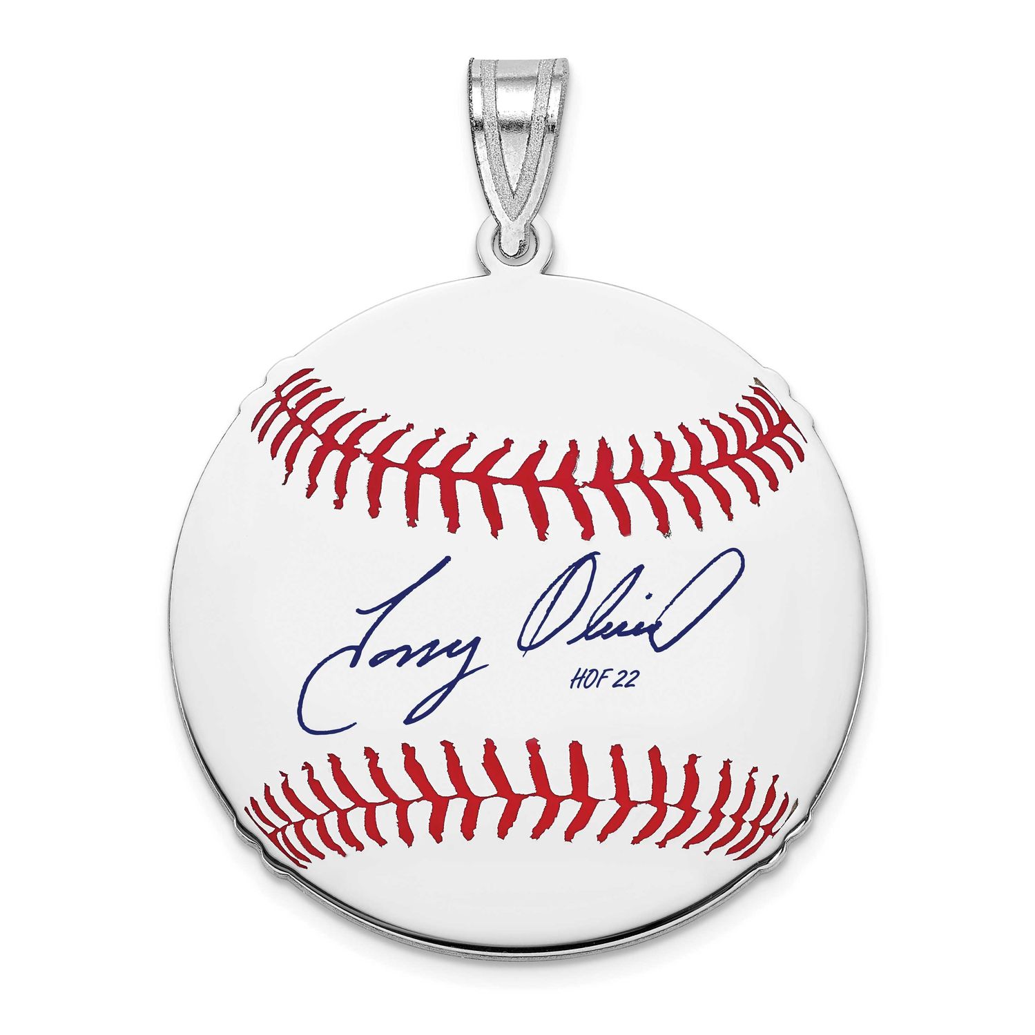 Tony Oliva Hall of Fame Signature Medium Epoxy Baseball Pendant Sterling Silver SSHF10TO22, UPC: