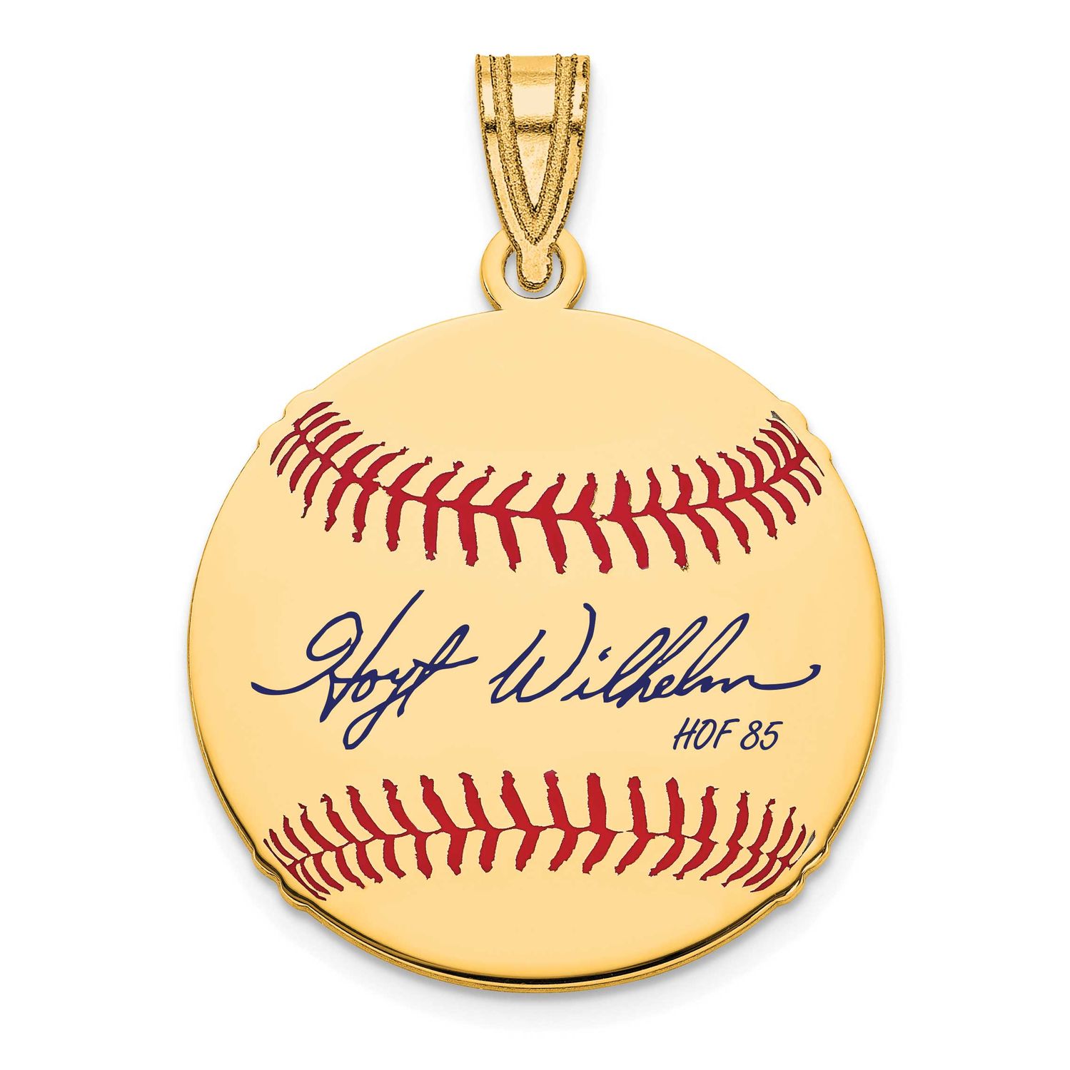 Hoyt Wilhelm Hall of Fame Signature Small Epoxy Baseball Pendant 10k Gold 1YHF11HW85, UPC:
