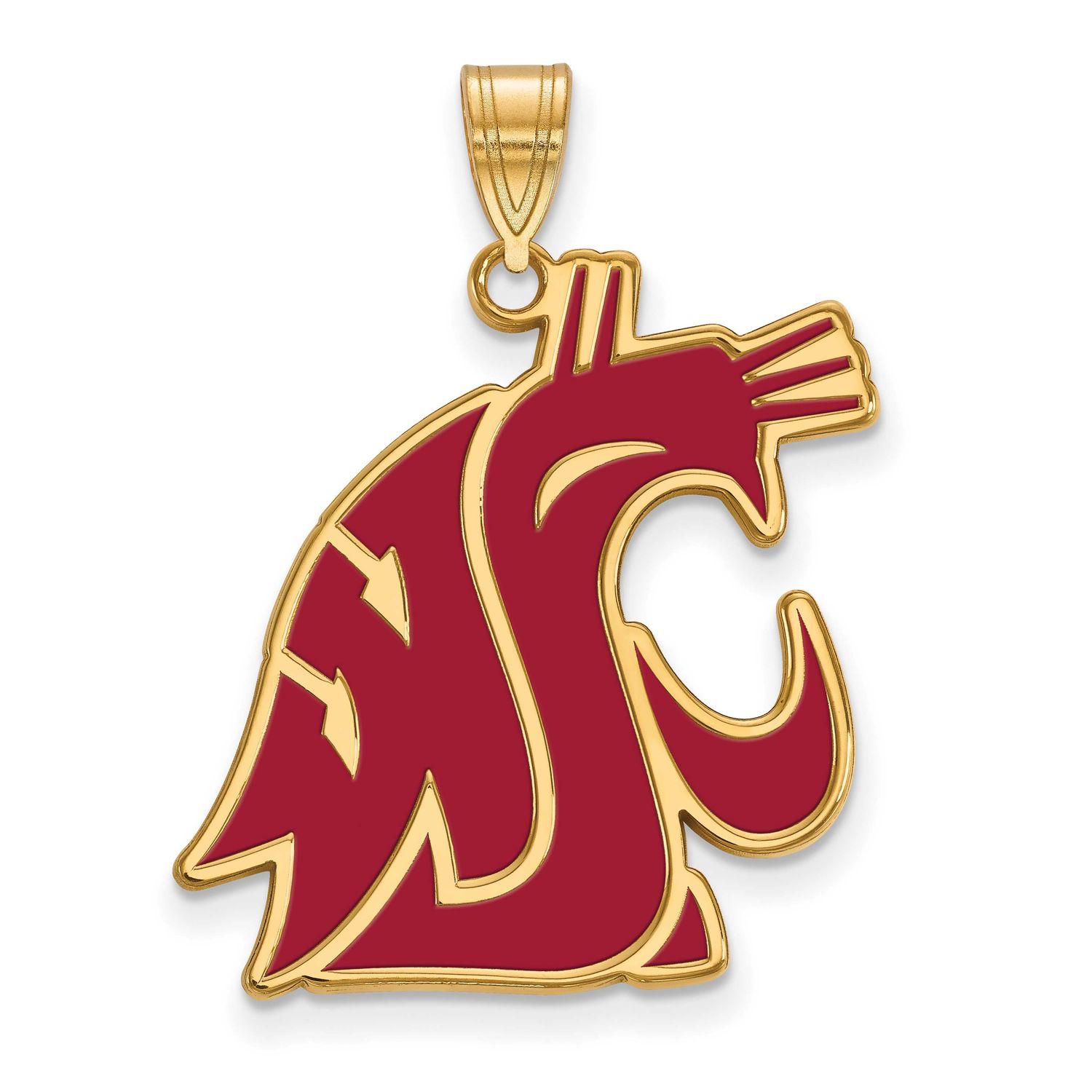 Washington State University Cougar Extra Large Enameled Pendant Gold-plated Sterling Silver GP025WA…