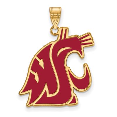 Washington State University Cougar Extra Large Enameled Pendant Gold-plated Sterling Silver GP025WA…