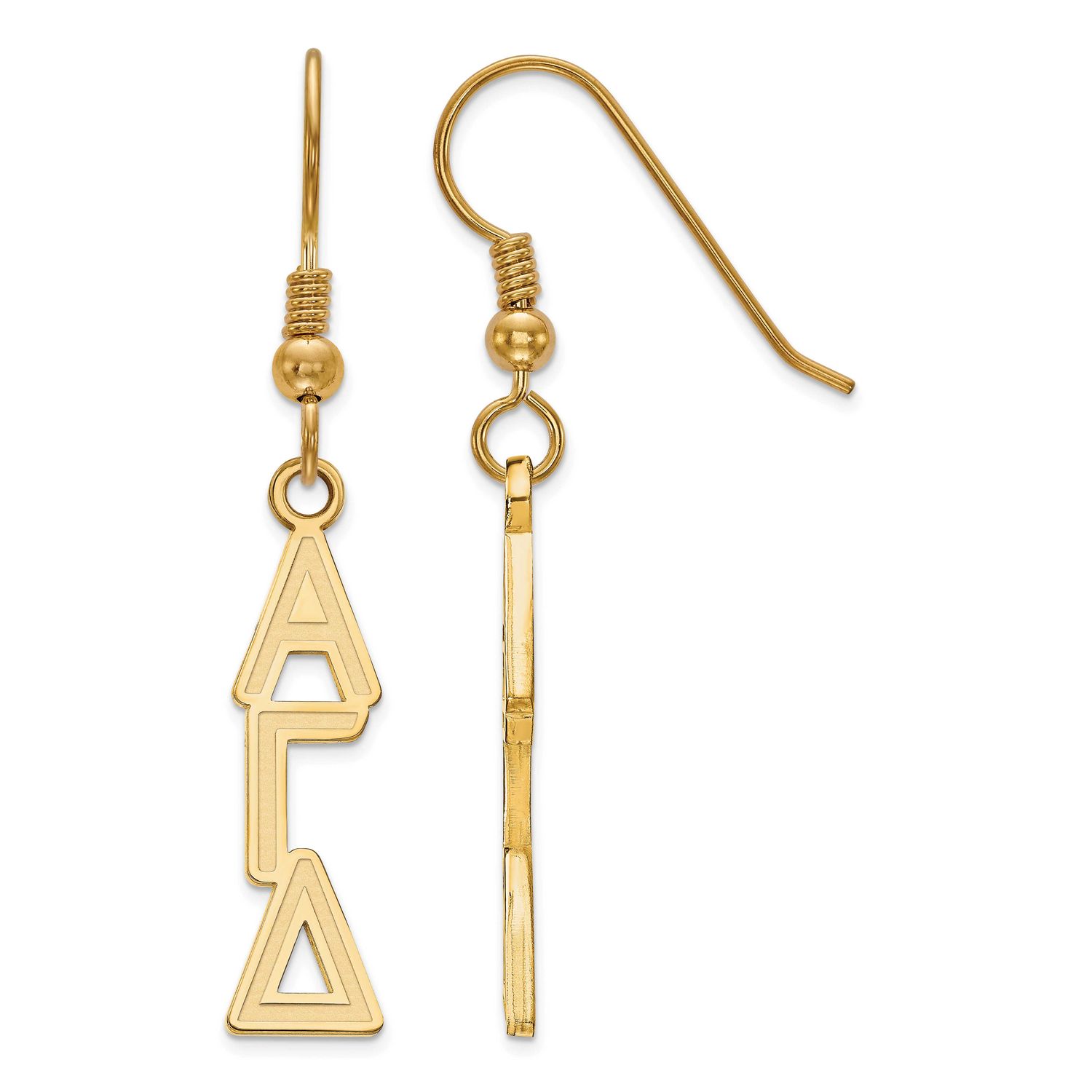 Alpha Gamma Delta Dangle Small Earrings Gold-plated Sterling Silver GP004AGD, UPC: 886774897639