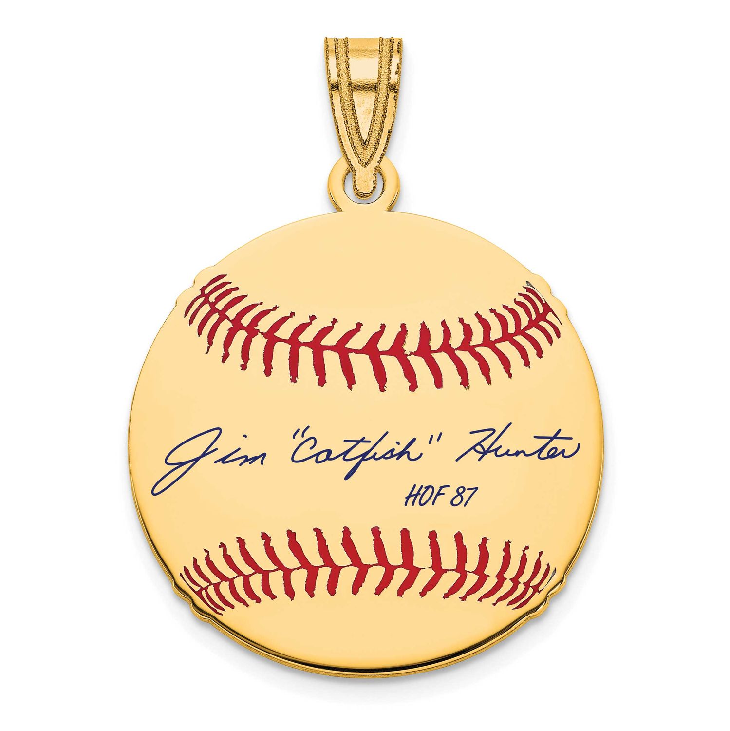 Catfish Hunter Hall of Fame Signature Small Epoxy Baseball Pendant 10k Gold 1YHF11CH87, UPC: