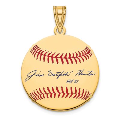 Catfish Hunter Hall of Fame Signature Small Epoxy Baseball Pendant 10k Gold 1YHF11CH87, UPC: