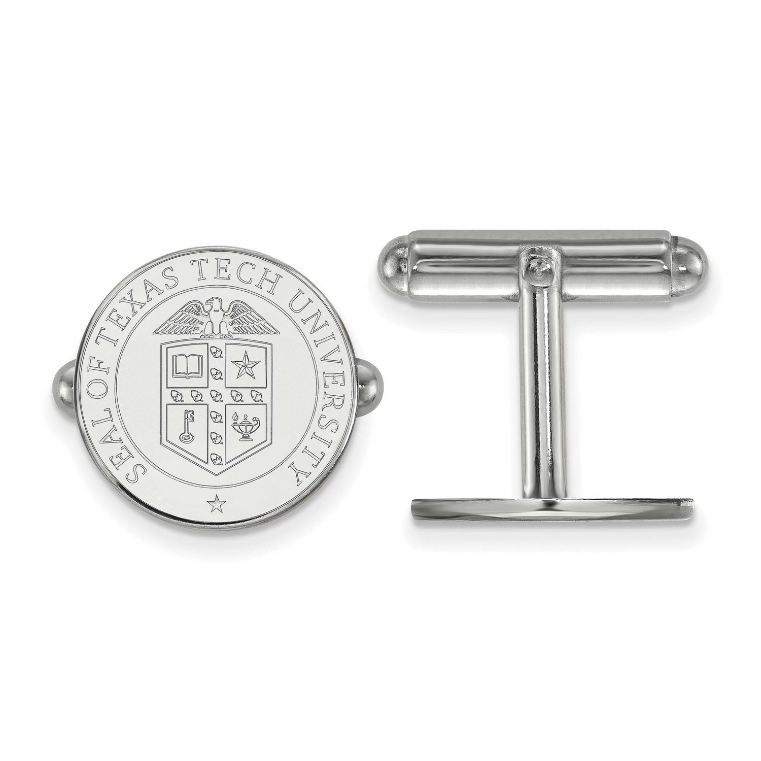 Texas Tech University Crest Cufflinks Sterling Silver Rhodium-plated SS073TXT, UPC: 886774701318