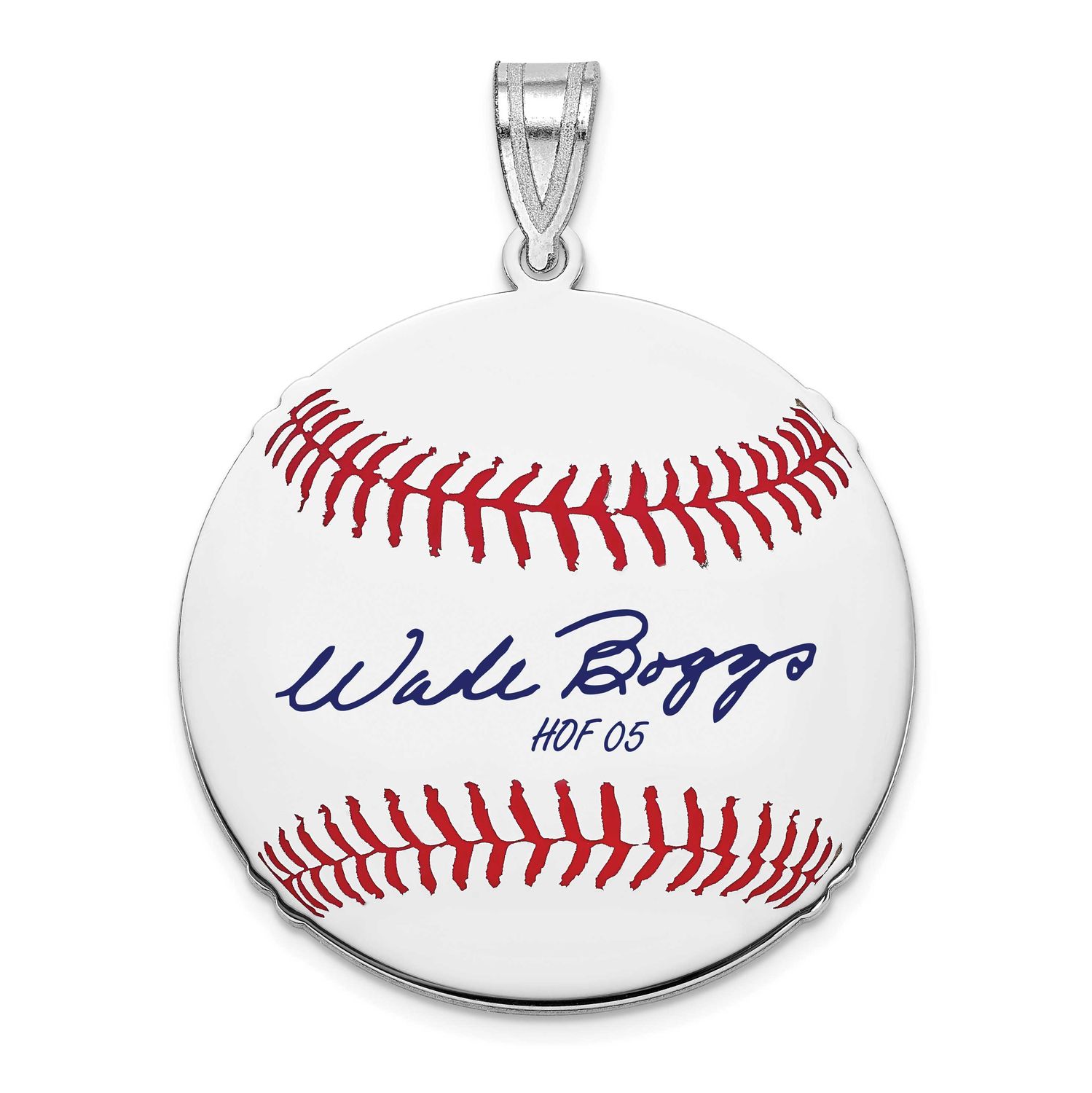 Wade Boggs Hall of Fame Signature Medium Epoxy Baseball Pendant Sterling Silver SSHF10WB05, UPC: