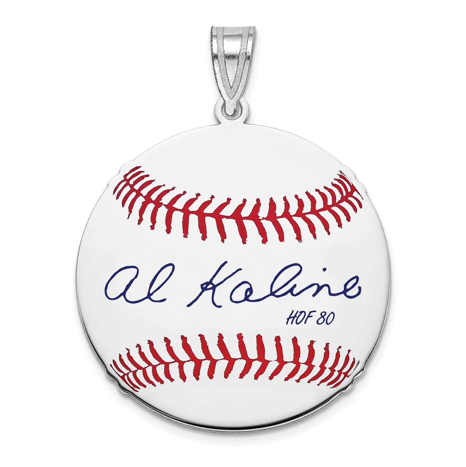 Al Kaline Hall of Fame Signature Medium Epoxy Baseball Pendant Sterling Silver SSHF10AK80, UPC: