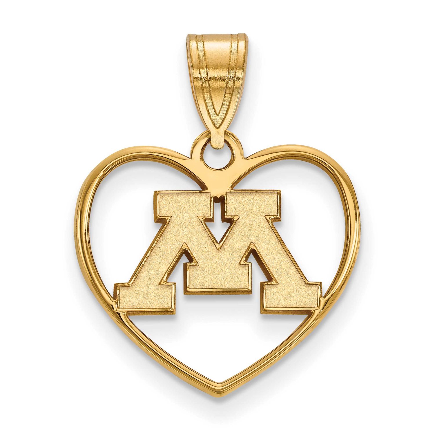 University of Minnesota Letter M Heart Pendant Gold-plated Sterling Silver GP013UMN, UPC: 886774916…