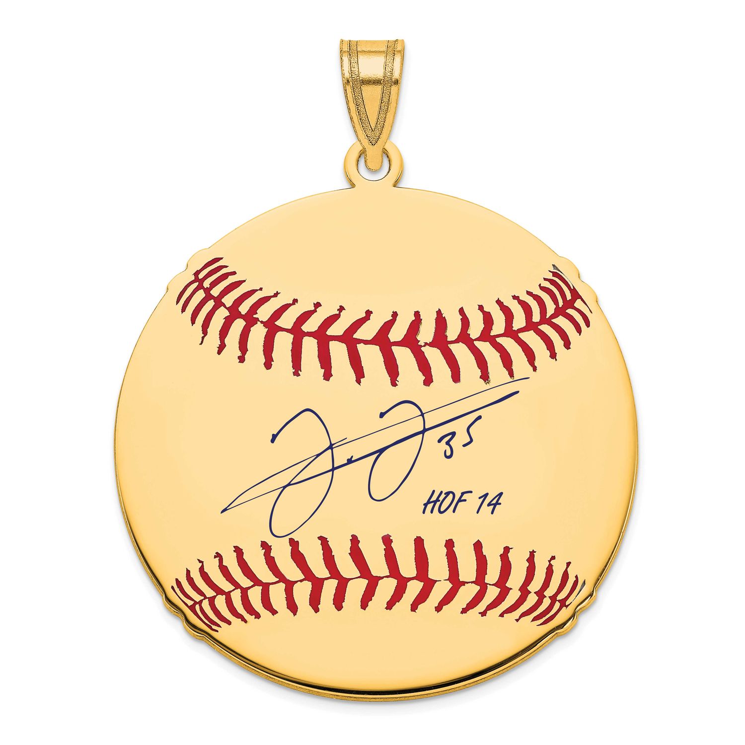 Frank Thomas Hall of Fame Signature Large Epoxy Baseball Pendant Gold-plated Sterling Silver GPHF02…