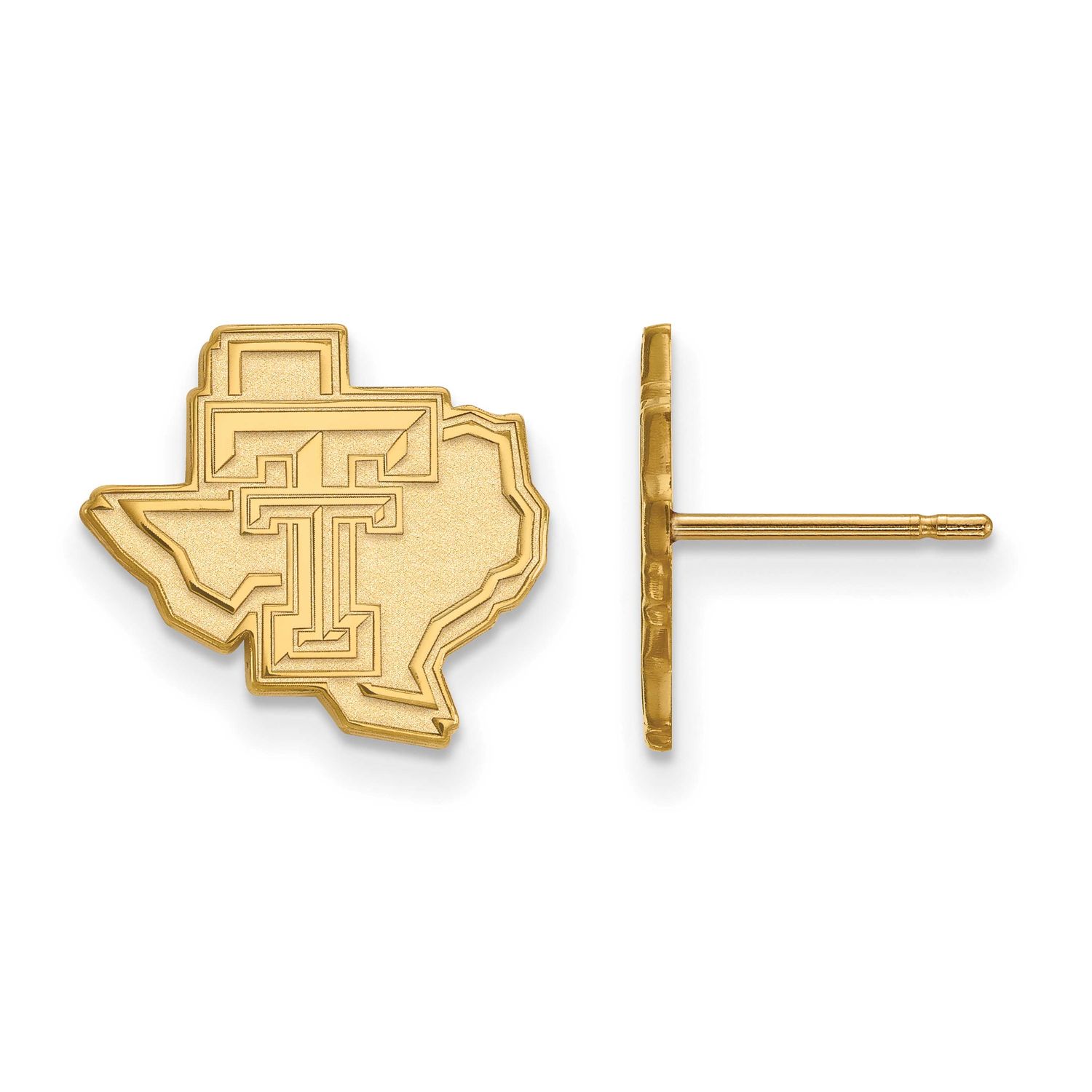 Texas Tech University State Outline Small Post Earrings Gold-plated Sterling Silver GP050TXT, UPC: …