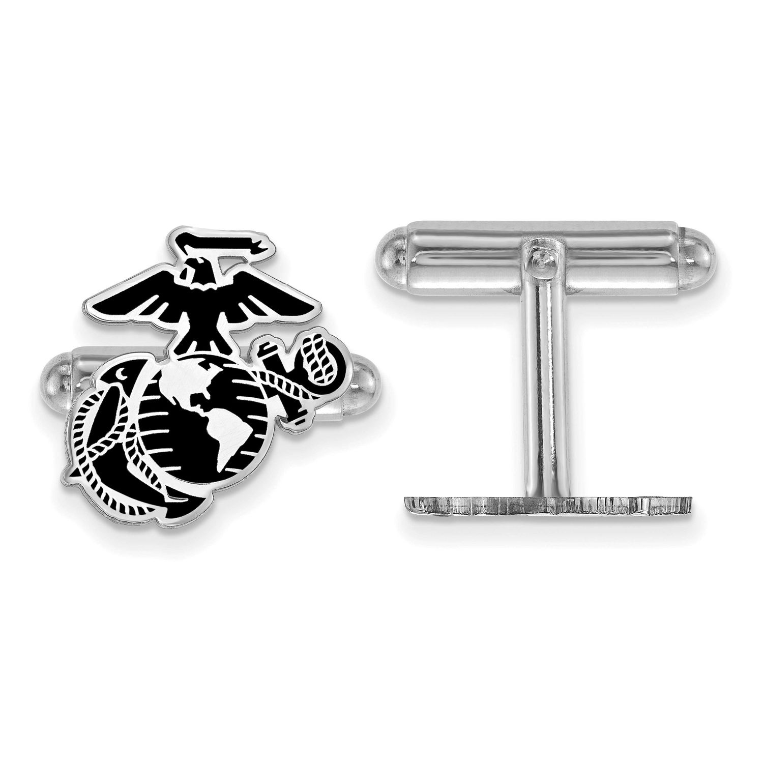 U.S. Marine Corps Epoxied Cufflink Sterling Silver Rhodium-plated SS024USMC, UPC: 191101485404