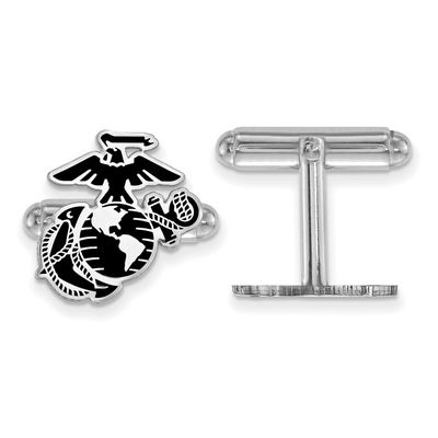 U.S. Marine Corps Epoxied Cufflink Sterling Silver Rhodium-plated SS024USMC, UPC: 191101485404
