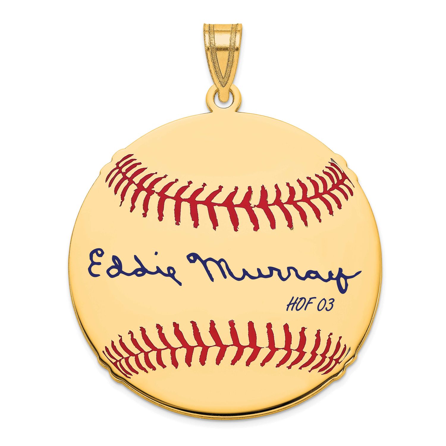 Eddie Murray Hall of Fame Signature Large Epoxy Baseball Pendant 10k Gold 1YHF02EM03, UPC:
