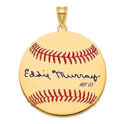 Eddie Murray Hall of Fame Signature Large Epoxy Baseball Pendant 10k Gold 1YHF02EM03, UPC: