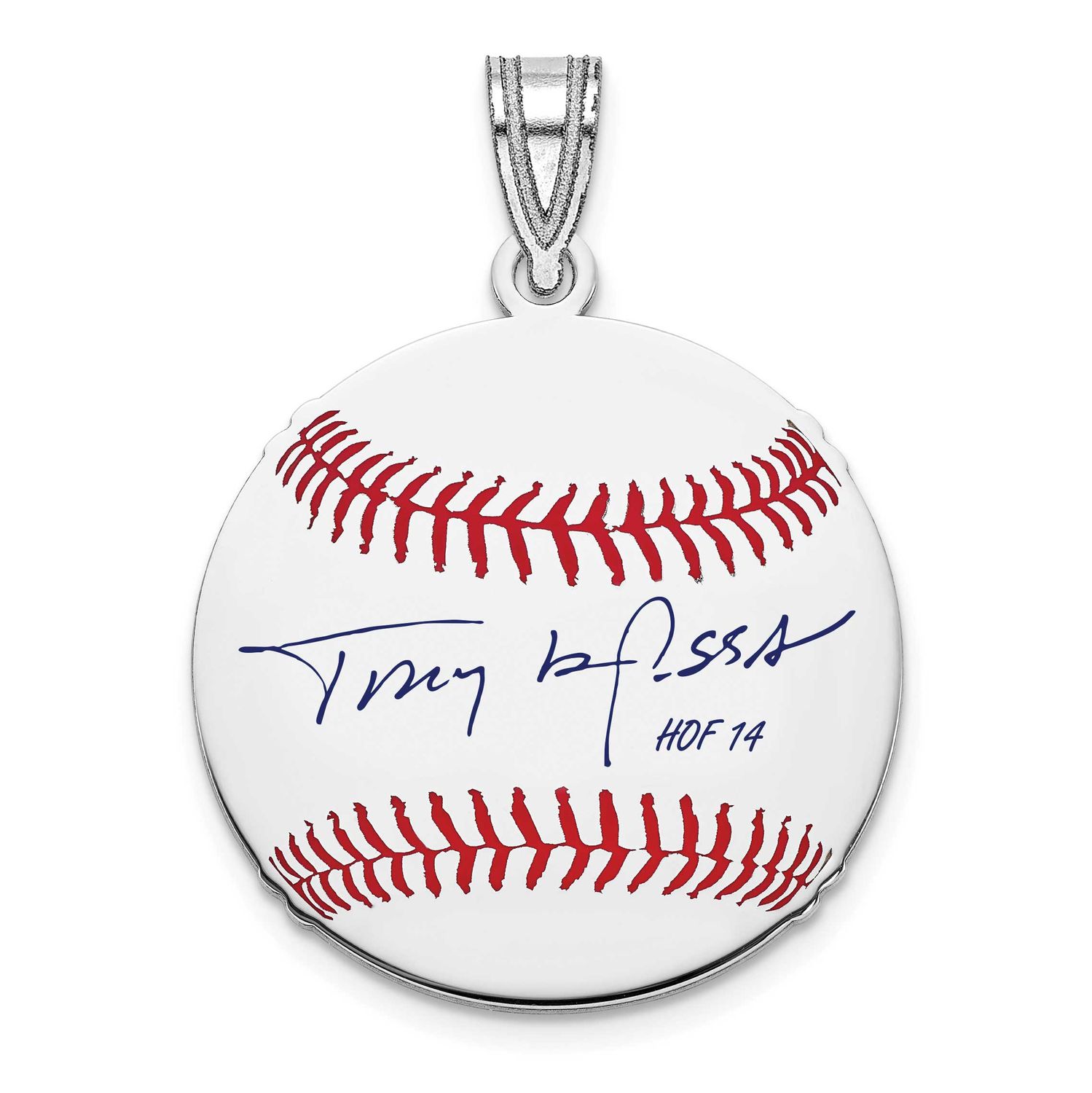 Tony La Russa Hall of Fame Signature Small Epoxy Baseball Pendant Sterling Silver SSHF11TL14, UPC: