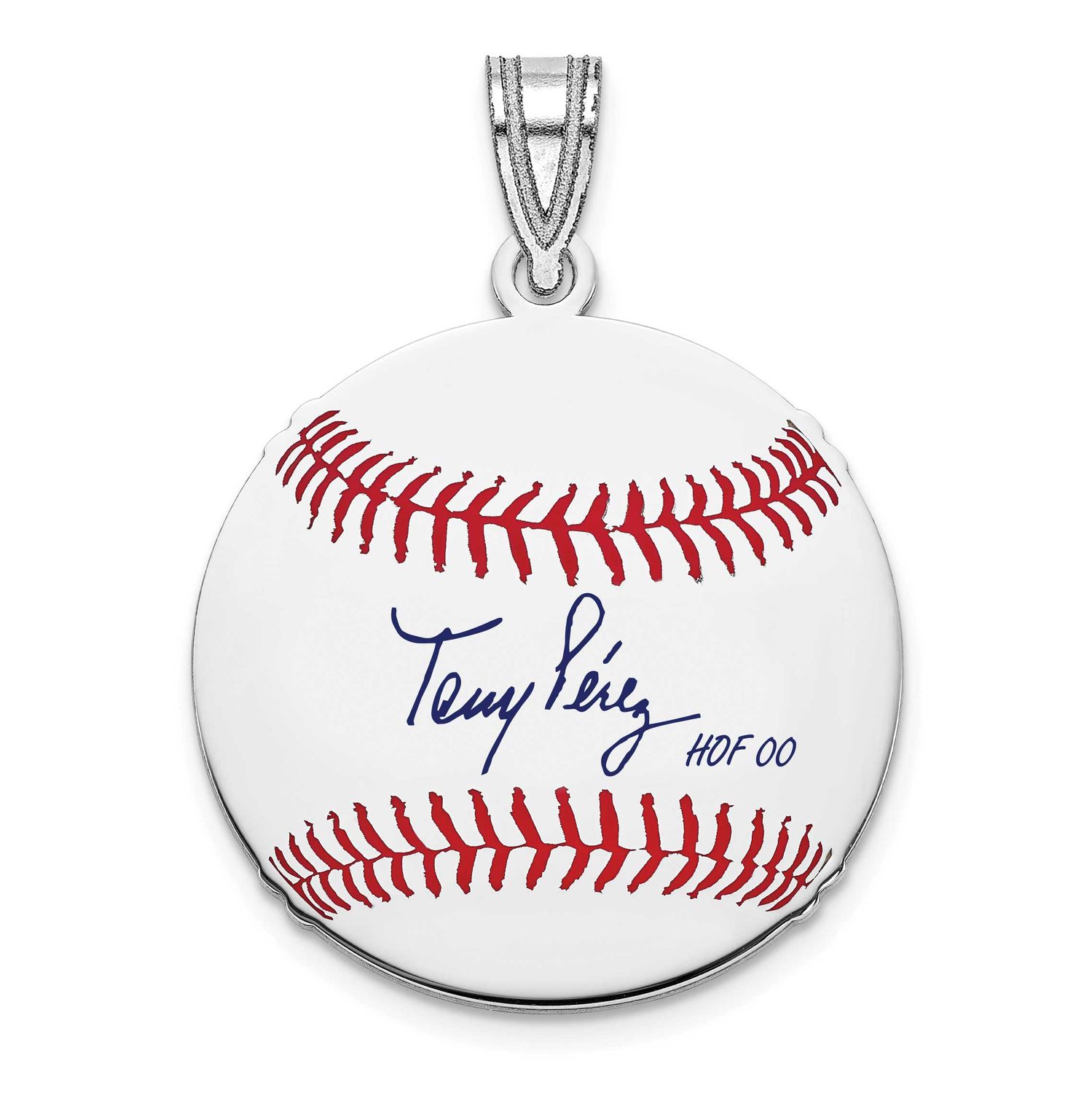 Tony Pcrez Hall of Fame Signature Small Epoxy Baseball Pendant Sterling Silver SSHF11TP00, UPC: