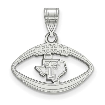 Texas Tech University State Outline Football Pendant Sterling Silver Rhodium-plated SS057TXT, UPC: …