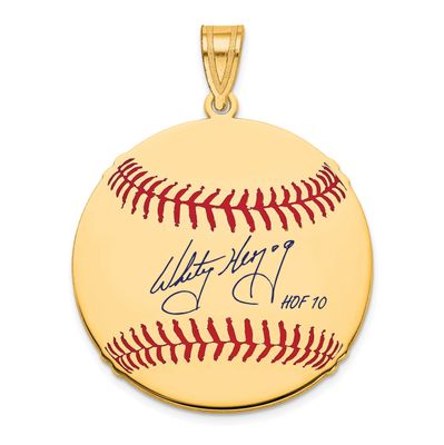 Whitey Herzog Hall of Fame Signature Medium Epoxy Baseball Pendant Gold-plated Sterling Silver GPHF…