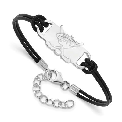 NHL Minnesota Wild Hockey Stick Leather Bracelet  Sterling Silver Rhodium-plated SS131WIL-7, UPC: 1…