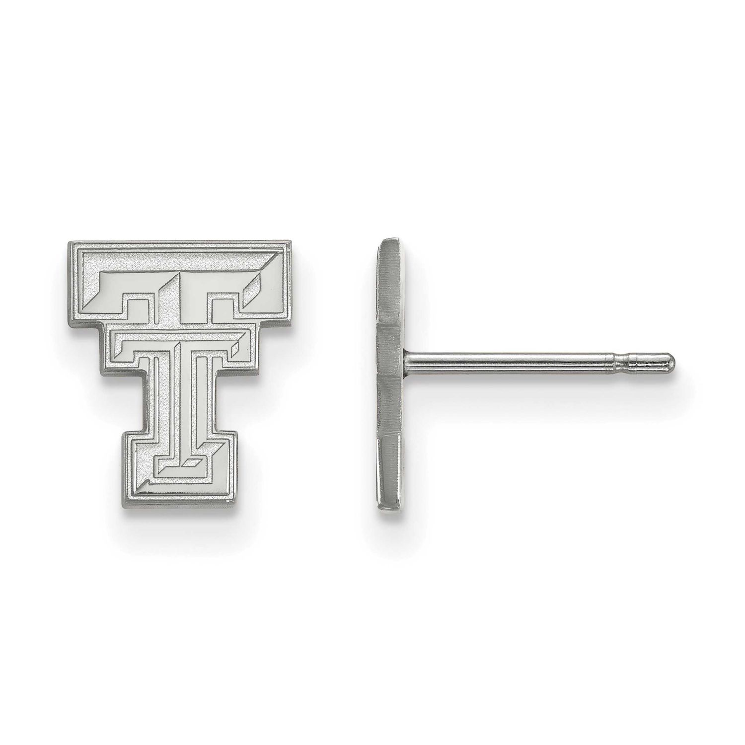 Texas Tech University T-T Extra Small Post Earrings 14k White Gold 4W008TXT, UPC: 886774835594