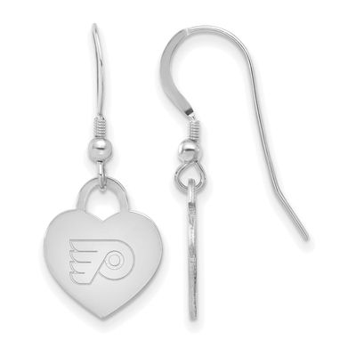 NHL Philadelphia Flyers Heart Dangle Earrings Sterling Silver Rhodium-plated SS128FLY, UPC: 1969041…