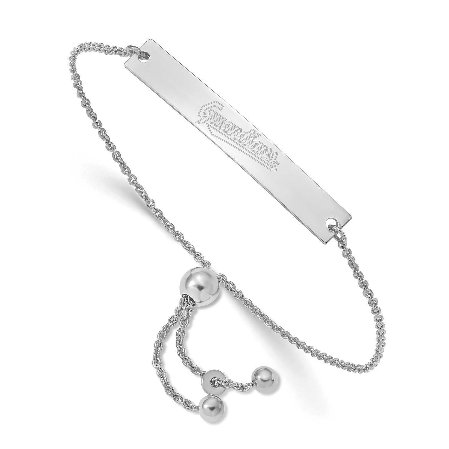La Cleveland Guardians Bar Adjustable Bracelet Team Script Sterling Silver Rhodium-plated SS040GUA-…