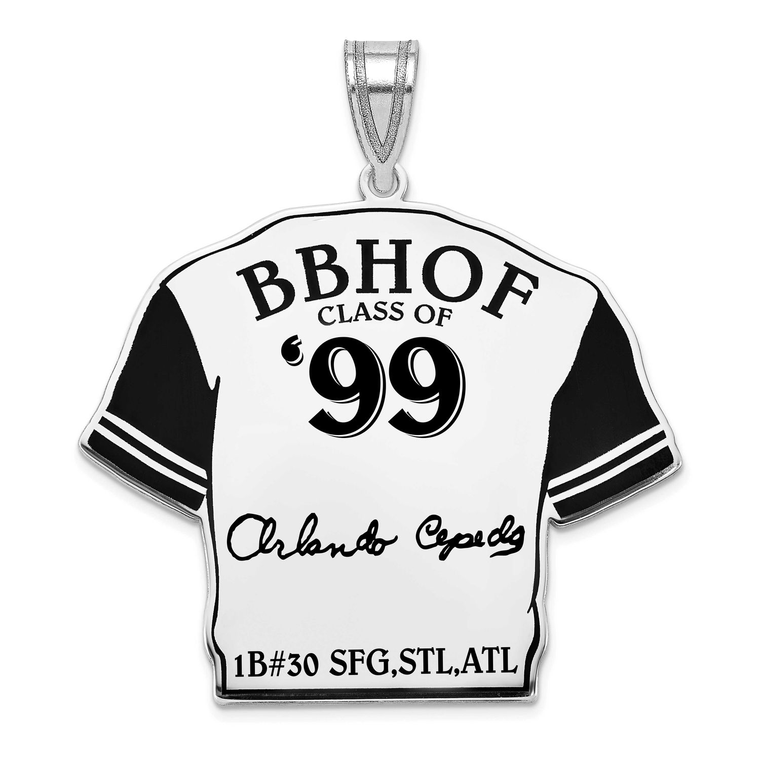 Orlando Cepeda Hall of Fame Signature Epoxy Jersey Pendant Sterling Silver SSHF01OC99, UPC: