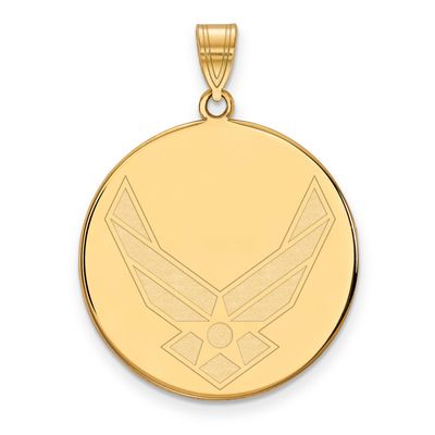 U.S. Air Force Extra Large Disc Pendant Gold-plated Sterling Silver GP034USAF, UPC: 191101124044