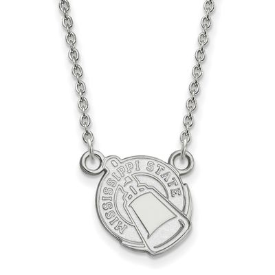 Mississippi State University Small Pendant with Necklace 14k White Gold 4W056MSS-18, UPC: 886774851…