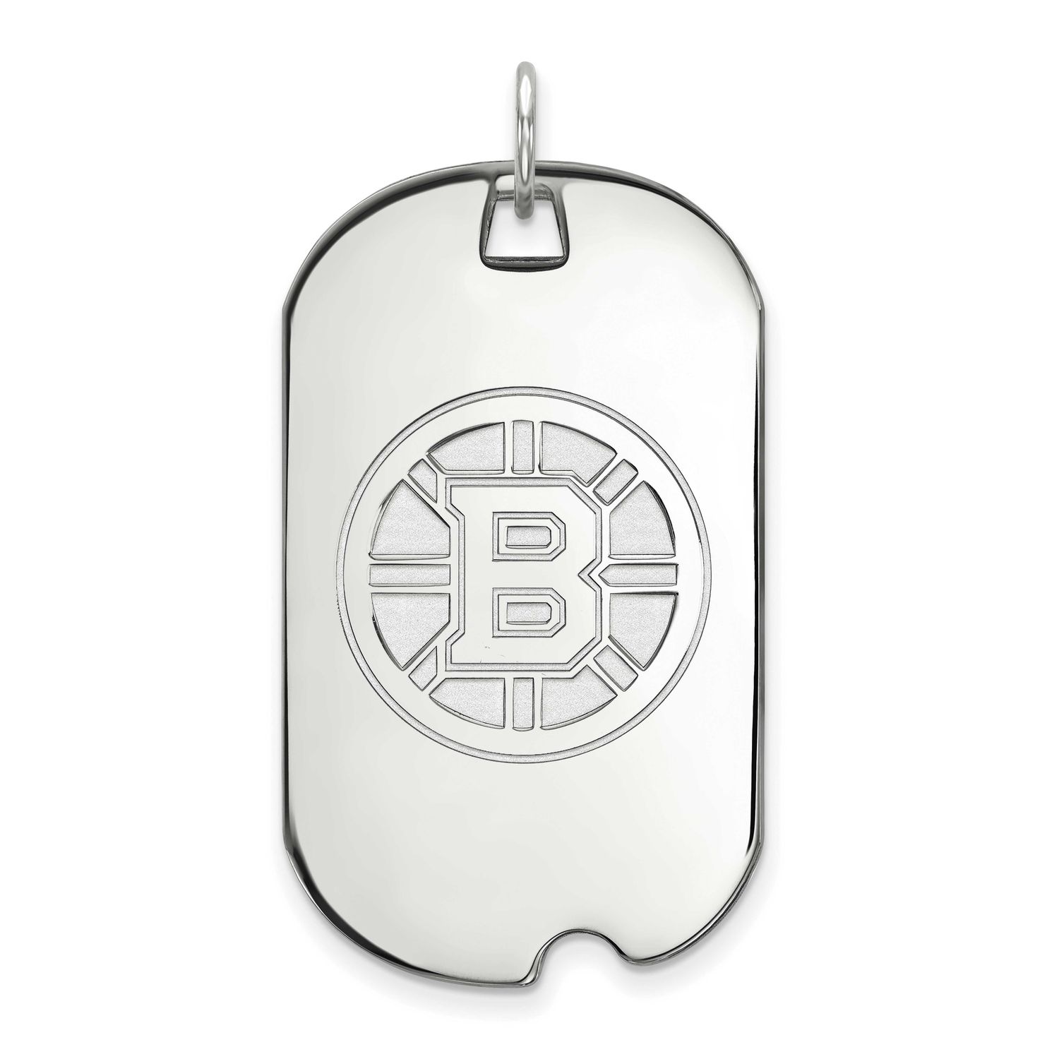 NHL Boston Bruins Large Dog Tag Pendant Sterling Silver Rhodium-plated SS025BRI, UPC: 886774748085