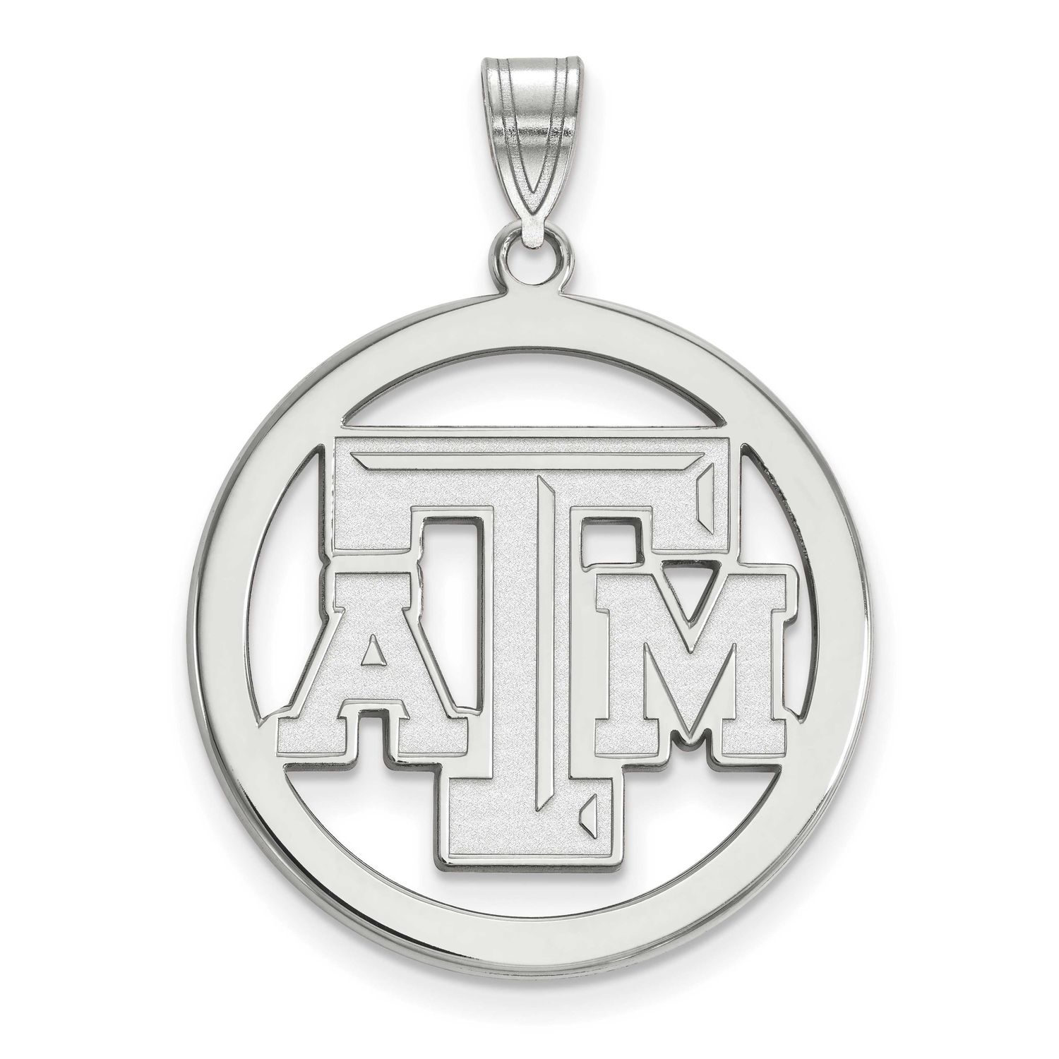 Texas A And M University T-A-M Large Circle Pendant Sterling Silver Rhodium-plated SS028TAM, UPC: 8…