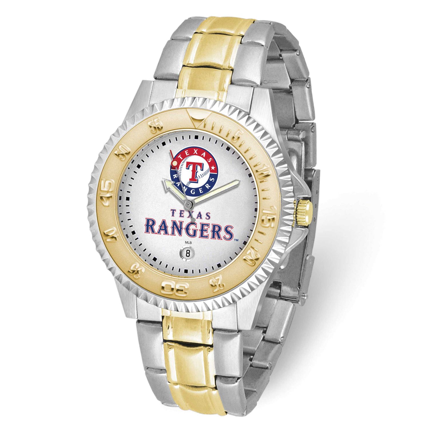 Gametime MLB Texas Rangers Competitor Two-Tone Quartz Watch with Date Stainless Steel XWM3326, UPC:…
