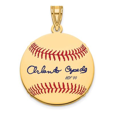 Orlando Cepeda Hall of Fame Signature Small Epoxy Baseball Pendant 14k Gold 4YHF11OC99, UPC: