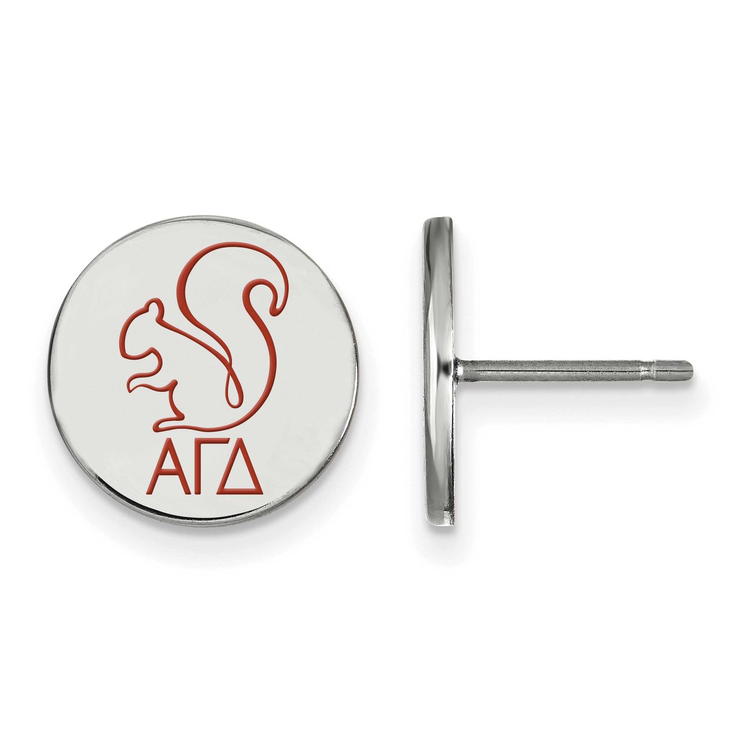 Alpha Gamma Delta Enameled Post Earrings Sterling Silver Rhodium-plated SS047AGD, UPC: 886774610184