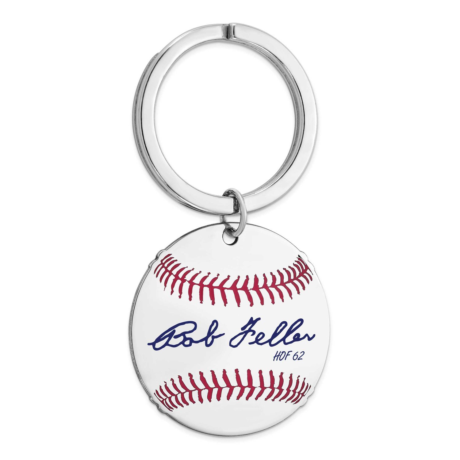 Bob Feller Hall of Fame Signature Epoxy Baseball Keychain Sterling Silver SSHF03BF62, UPC: