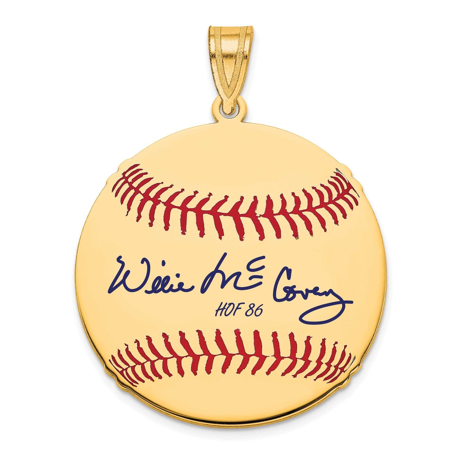 Willie Mccovey Hall of Fame Signature Medium Epoxy Baseball Pendant Gold-plated Sterling Silver GPH…