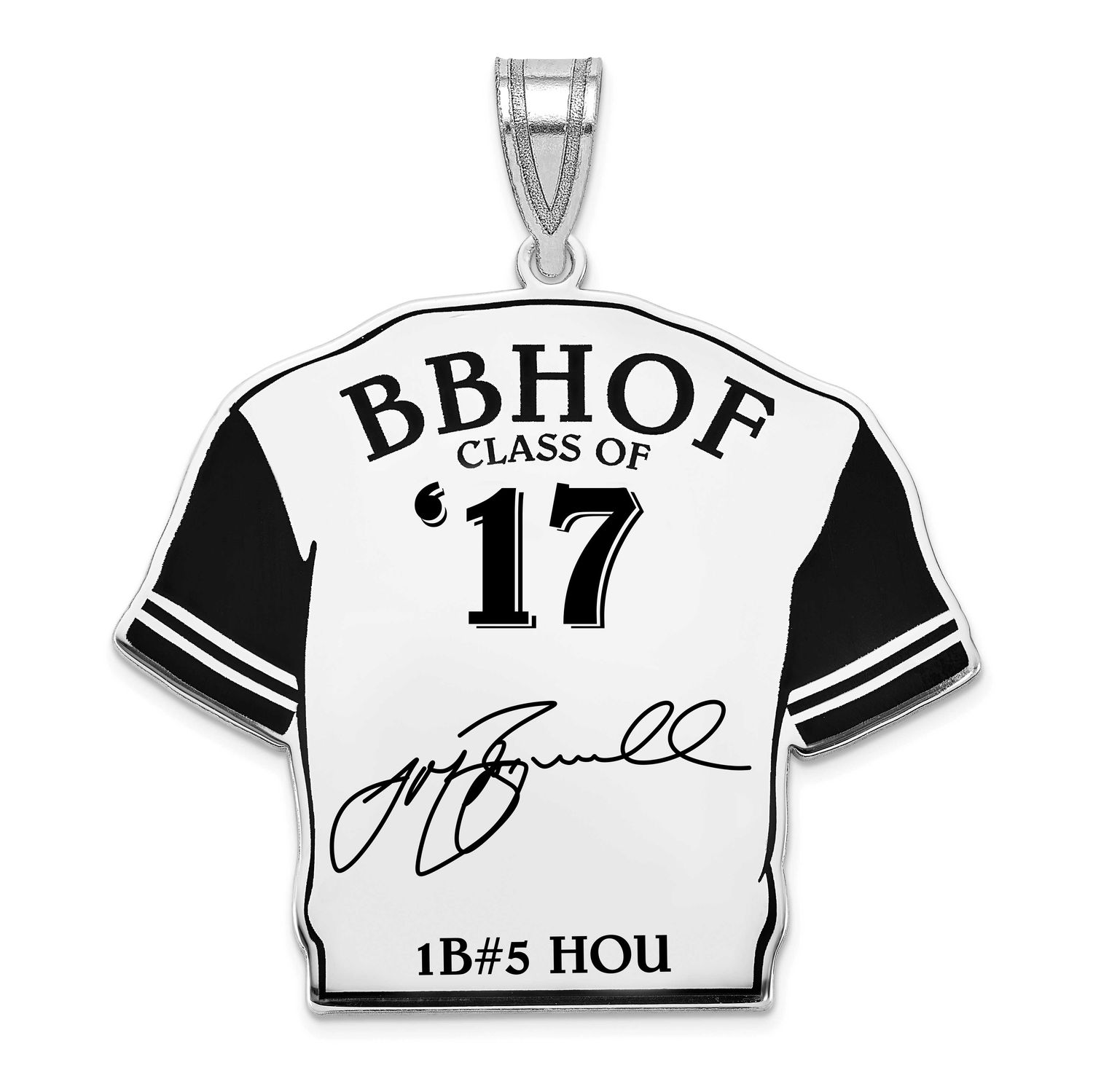 Jeff Bagwell Hall of Fame Signature Epoxy Jersey Pendant Sterling Silver SSHF01JB17, UPC: