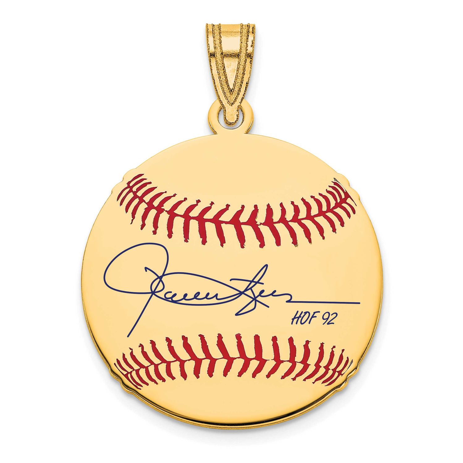 Rollie Fingers Hall of Fame Signature Small Epoxy Baseball Pendant Gold-plated Sterling Silver GPHF…