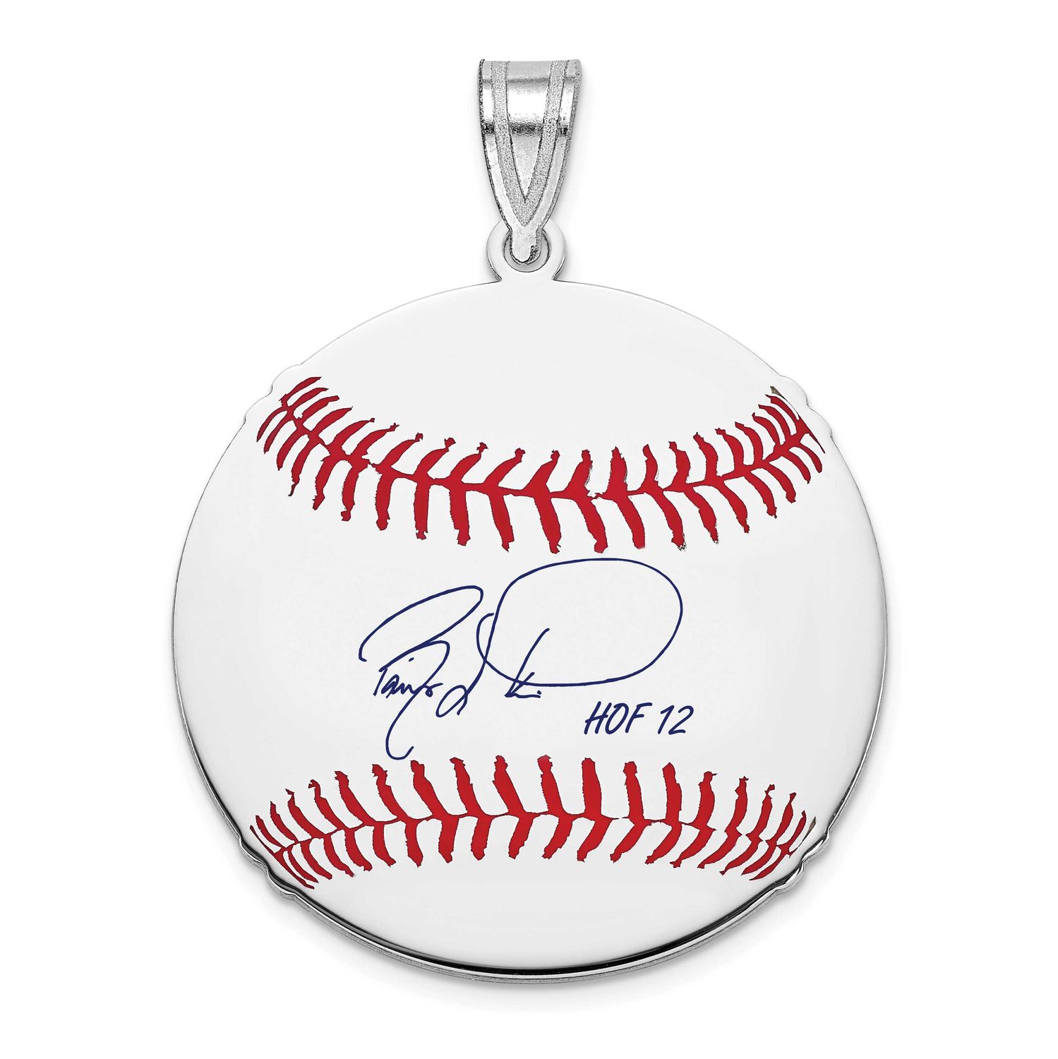 Barry Larkin Hall of Fame Signature Medium Epoxy Baseball Pendant Sterling Silver SSHF10BL12, UPC: