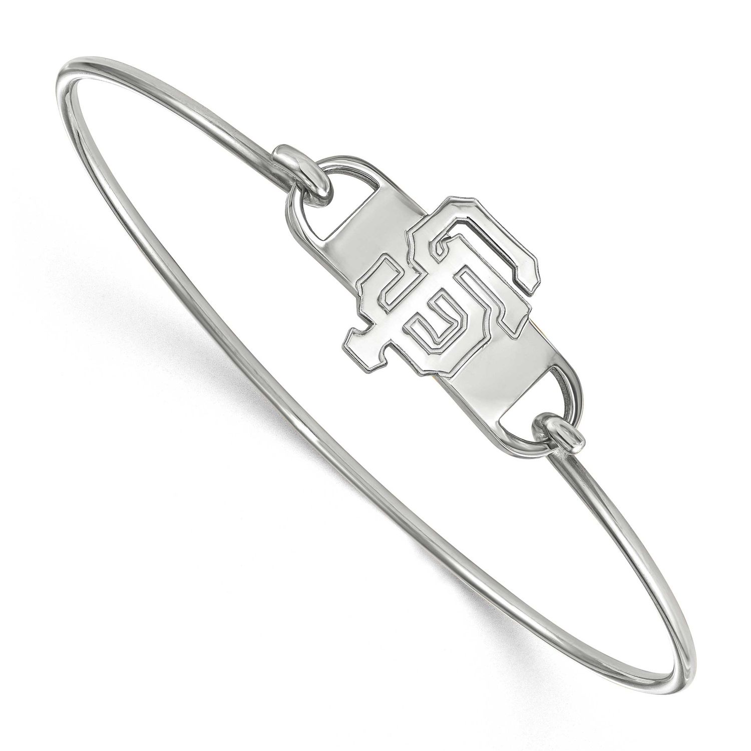 MLB San Francisco Giants Letters S-F Center 7 Inch Wire Bangle Sterling Silver Rhodium-plated SS021…