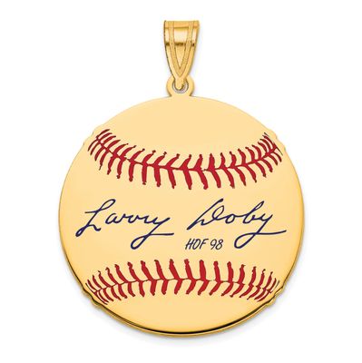 Larry Doby Hall of Fame Signature Medium Epoxy Baseball Pendant 10k Gold 1YHF10LD98, UPC: