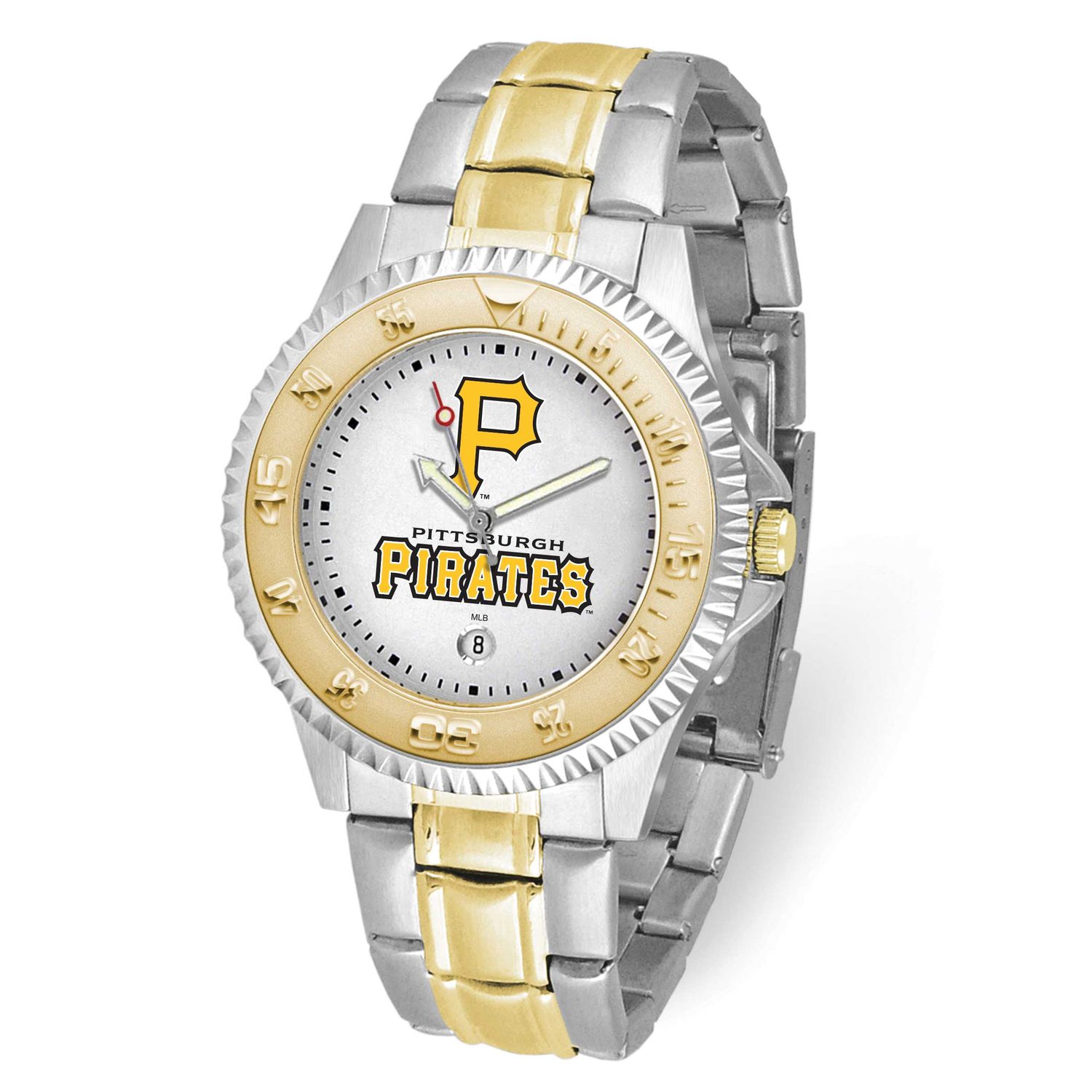Gametime MLB Pittsburgh Pirates P Logo Competitor Two-Tone Quartz Watch with Date Stainless Steel X…