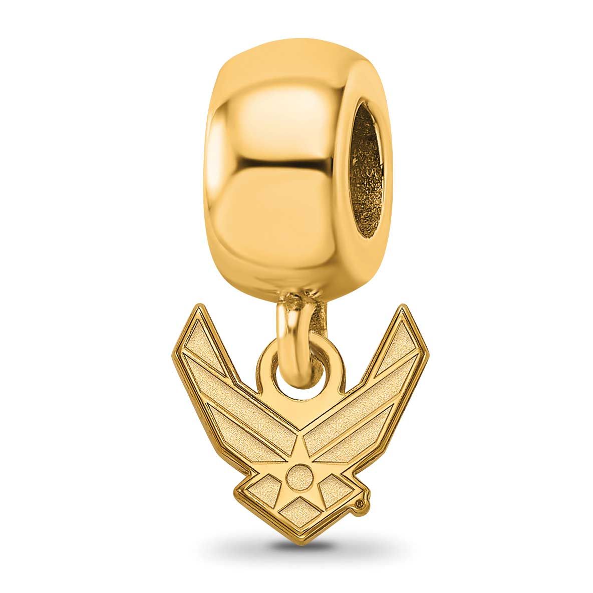 U.S. Air Force Extra Small Dangle Bead Charm Gold-plated Sterling Silver GP027USAF, UPC: 1911012148…