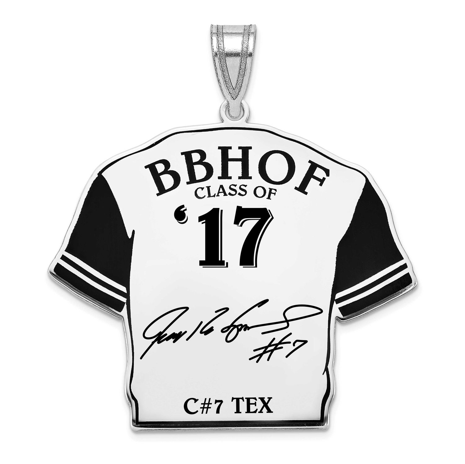 Ivan Pudge Rodriguez Hall of Fame Signature Epoxy Jersey Pendant  Sterling Silver SSHF01IR17, UPC:
