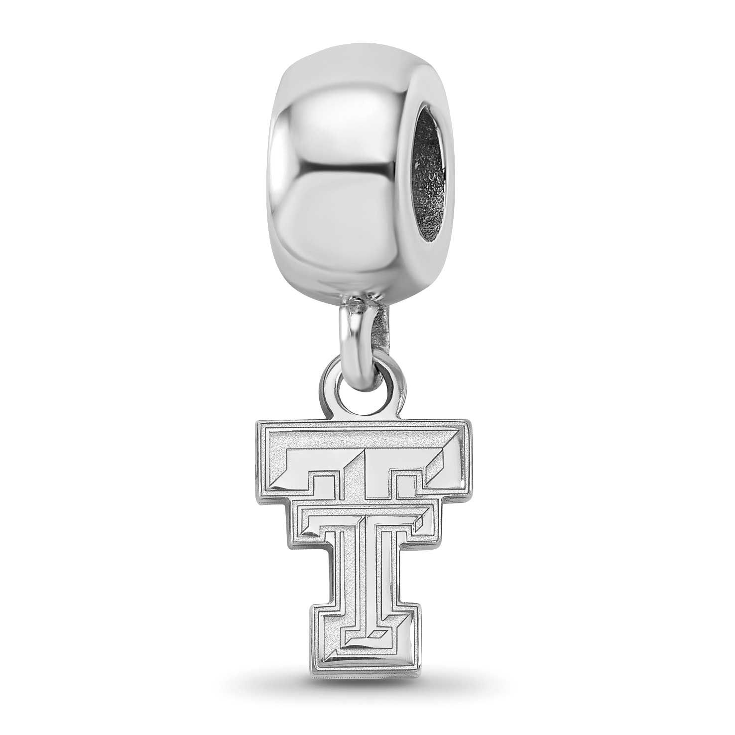 Texas Tech University T-T Extra Small Dangle Bead Charm Sterling Silver Rhodium-plated SS035TXT, UP…